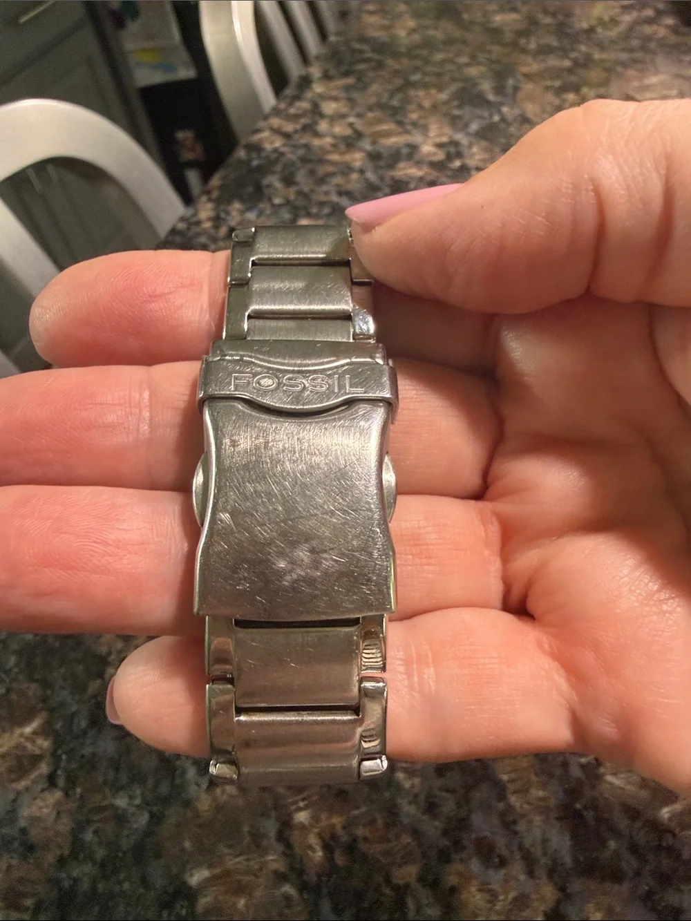 Fossil Silver Stainless Steel Watch with Charcoal Dial